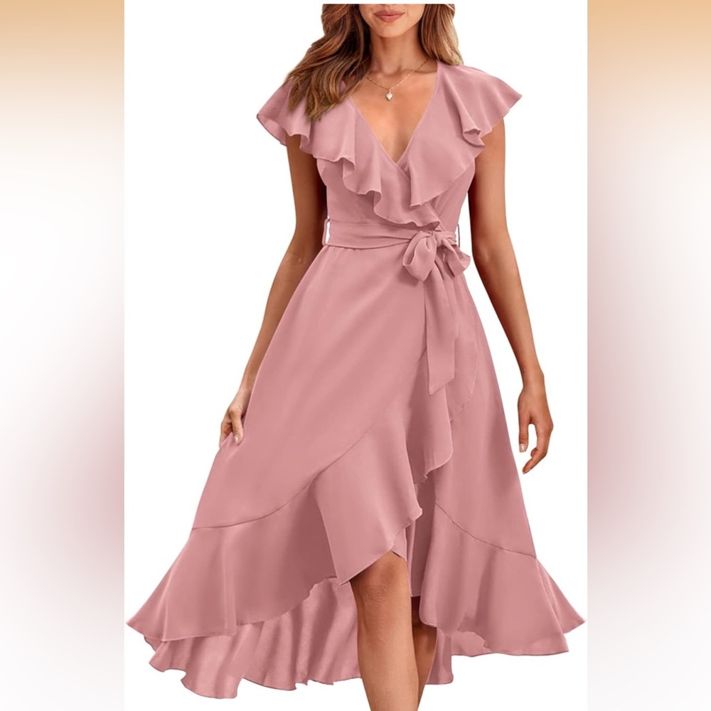 Polka Dot Ruffle Wrap Dress